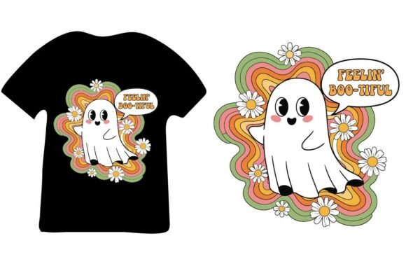 Feelin’ Boo-tiful Retro Ghost Halloween Graphics