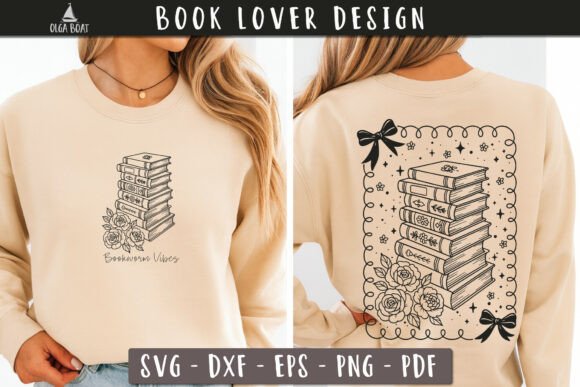 Floral Book Stack SVG for T-Shirt Designs