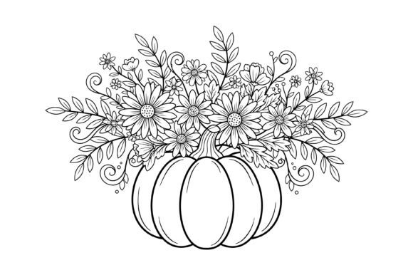 Floral Pumpkin Bouquet Fall Design Graphics