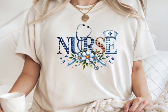 Floral Watercolor Nurse Life PNG