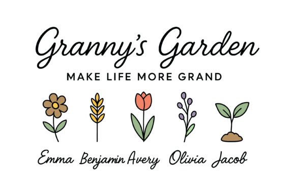 Granny Garden Personalized Floral Quote Graphics