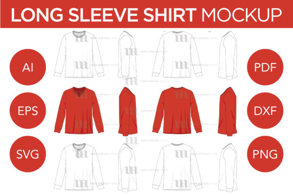 Long Sleeve T-Shirt, V-Neck Mockup: Graphics for Hoodies Sweatshirts