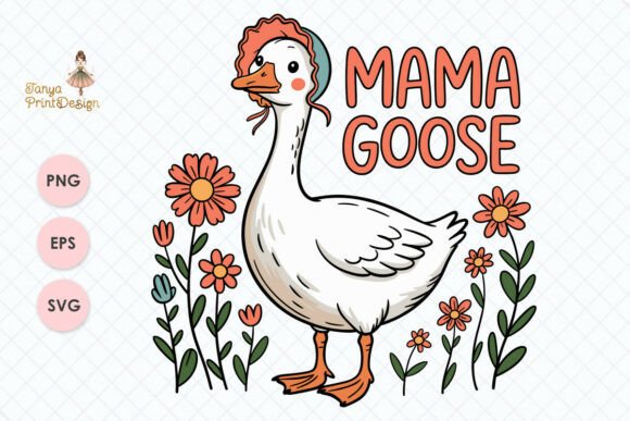 Mama Goose Retro Style PNG SVG Print
