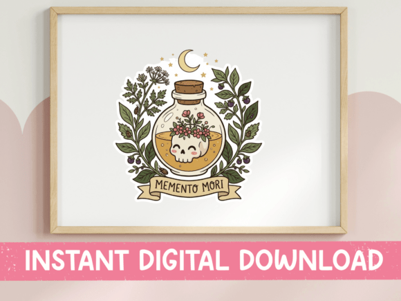 Memento Mori Skull Botanical Sticker: Graphics for T-Shirt Designs