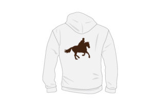 Plain Sweatshirt Mockup from Rear with Person on Horse