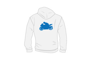 Plain Sweatshirt Mockup from Rear with Person on Motorcycle