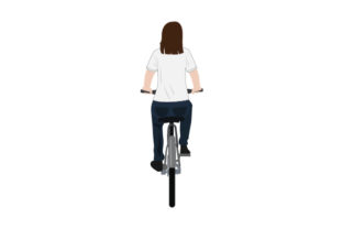 Plain T-shirt Mockup with Person on Bike from Rear