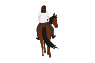 Plain T-shirt Mockup with Person on Horse from Rear