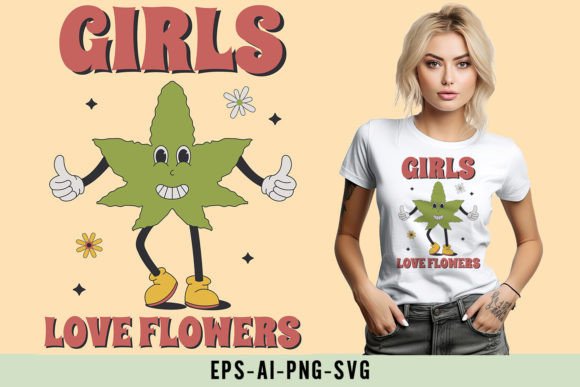 Retro Groovy 70s Cannabis Leaf Character