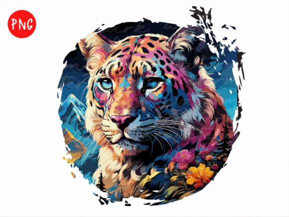 Snow Leopard Png, Leopard Retro Sub Graphics
