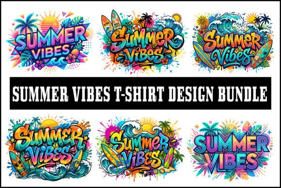 Summer Vibes T-Shirt Design Bundle: Graphics & T-Shirt Designs
