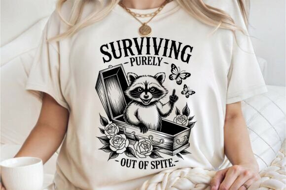Surviving Out of Spite Raccoon Tee PNG Graphics