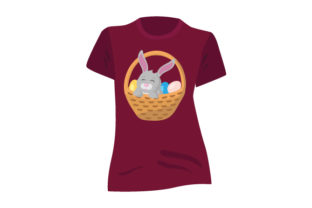 T-shirt Mockup with Bunny Inside Basket of Eggs