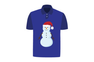 T-shirt Mockup with Snowman Wearing Santa Hat