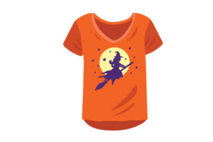 T-shirt with Witch on Broom Mockup: Crafts & Beauty Fashion