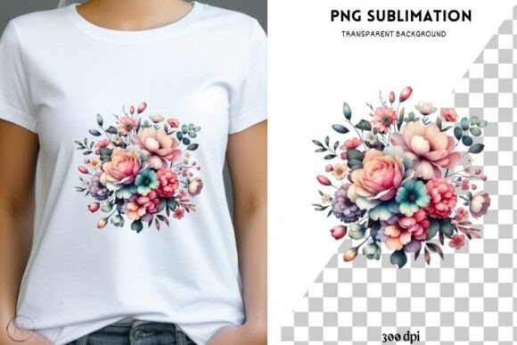 Valentine Flowers Png Design for T-shirt