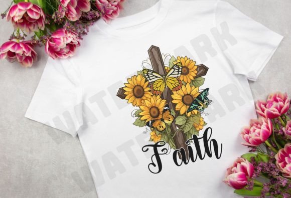 Vintage Faith Png, Cross Sunflower Png Graphics