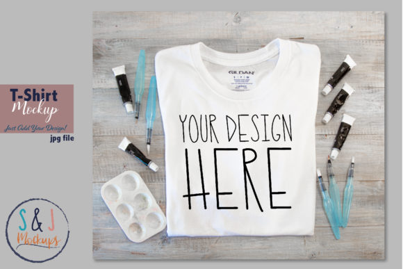 White Gildan Shirt Mockup: Graphics & T-Shirts