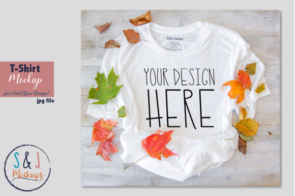 White Shirt Mockup, Fall Mockup: Graphics & T-Shirts