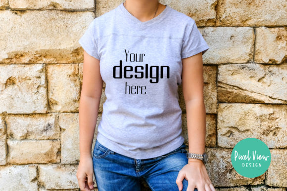 Women's Gray T-Shirt Mockup